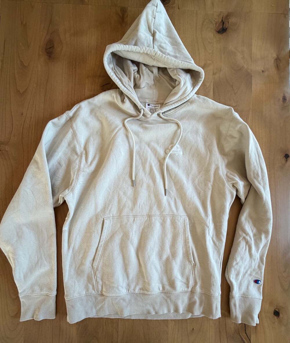 Champion Classic Fleece Medium Beige Pullover Hoodie Sweatshirt